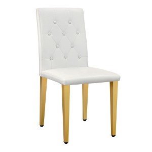 KWPZQEB PU Dining Chairs Set of 4, Classic Kitchen Chairs with Metal Legs, Upholstered & Ergonomic Buckle Backrest, Side Chair for Restaurant - 1 of 4