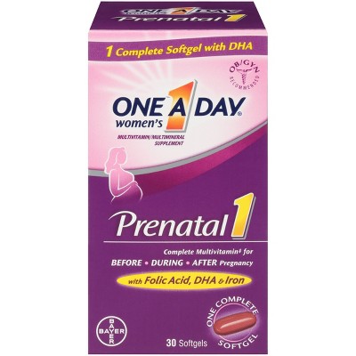 One A Day Women's Prenatal Vitamin 1 with DHA & Folic Acid Multivitamin Softgels - 30ct