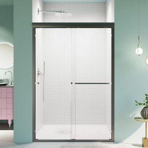 NicBex 44-48.IN W�72.IN H Semi-Frameless Double Sliding Shower Door with 1/4.IN (6mm) Thick SGCC Tempered Glass with Handrail and Splash - 1 of 4