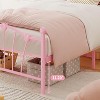 Twin Bed Frame with Heart Shaped Headboard and Tailboard, Heavy Metal Slat Support, Noiseless - 4 of 4