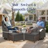 POCASSY 5 Piece Patio Furniture Set with Swivel Chairs and Ottomans, High Back Deep Seat Cushioned Wicker Swivel Patio Chairs Set of 2 with Ottoman - 2 of 4