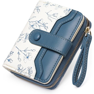 BEAFUP Womens Wallet,RFID Blocking Floral Leather Card Holder,Bifold Long Ladies Wallet with Zipper Pocket for Daily Use & Travel