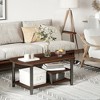 HOMCOM Vintage Industrial Coffee Table with Under-Top Storage Shelves and Rounded Corners, Dark Wood Color - 3 of 4