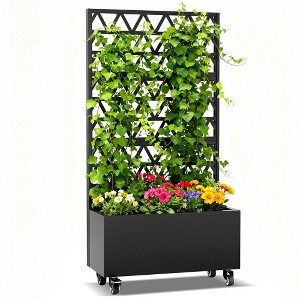 Gulches Metal Planter Box with Trellis Raised Garden Bed 72.05inchx35.83inchx16.14inch for Climbing Plants Vegetables Vines Outdoor - 1 of 4