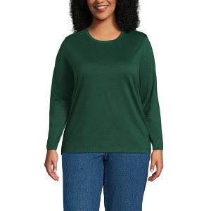 Lands' End Women's Relaxed Supima Cotton Long Sleeve Crew Neck T-Shirt - 1 of 4