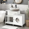 LunaLulinlk Cat litter box fence, invisible cat litter pet toilet with partitions, large cat indoor cat house, white - 3 of 4