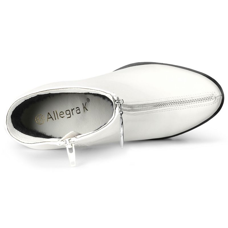Allegra K Women's Platform Front Zip Chunky Heel Ankle Boots, 5 of 7
