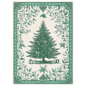 Coolmee  Christmas Tree Cute Outdoor Rug Area Rugs , Non Slip Carpet Rugs, Vintage Washable Rug for Living Room Entryway BackyardGreen - 1 of 4