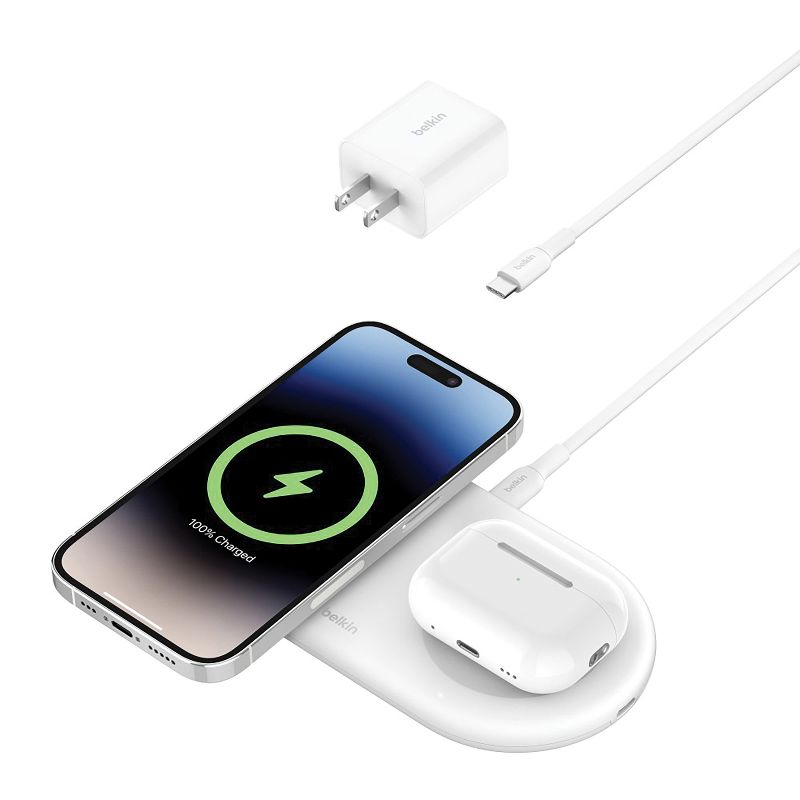 Belkin® BoostCharge Pro 2-in-1 15-Watt Magnetic Wireless Charging Pad with Qi2 and USB-C® Port, 3 of 9
