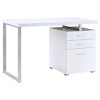 Sapphtopaz 47" Modern Reversible Desk with 3 Drawers Wood Computer Desk with Metal Frame and File Cabinet Desk for Bedroom, Study Room, Office - 3 of 4