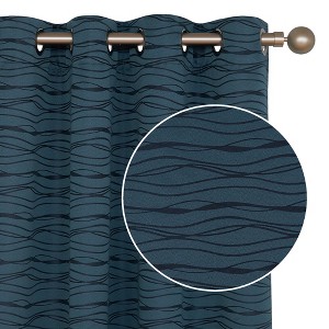 Deconovo Wave Pattern Blackout Grommet Curtains, 2 Panels - 1 of 4