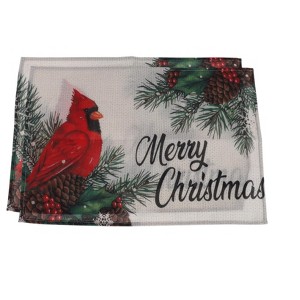 Unique Bargains Christmas Place Mats Flax Red White Green Black 11.8"x17.7" 2Pcs - 1 of 4