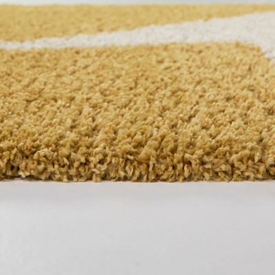 Faraday Yellow and White Rectangular Kids' Synthetic Rug