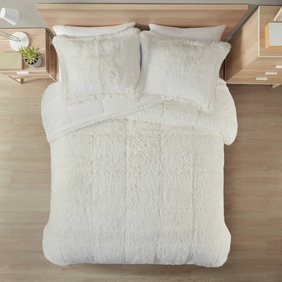 Intelligent Design 2pc Twin/twin Extra Long Leena Shaggy Long Faux Fur  Comforter Mini Set Ivory : Target