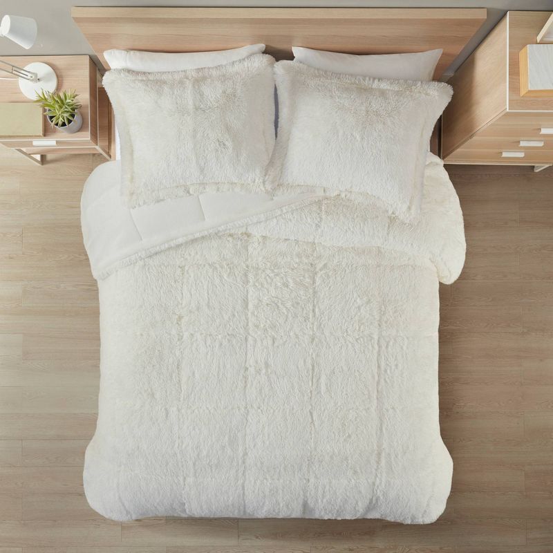  Intelligent Design Leena Shaggy Long Faux Fur Comforter Mini Set, 1 of 15