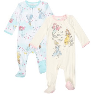 Disney Minnie Mouse Princess Classics Lion King Dumbo Belle Baby Girls 2 Pack Zip Up Sleep N' Plays Newborn to Infant - 1 of 4