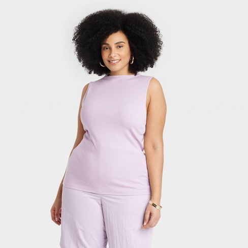 A New Day Women's Plus Size Slim Fit Tank Top - Light Purple 4X