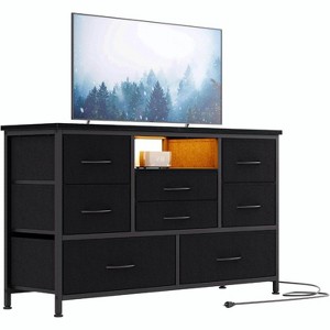 47.4'' TV Stand with Power Outlet for 55'' TV , 8-Drawer Storage Dresser for Bedroom,Wood Top Console Table with 22 Light Modes - 1 of 4