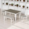 Rustic 6-Piece Dining Table Set with 4 Ergonomic Chairs & Bench, Solid Wood Distressed Farmhouse Design for Dining Room & Kitchen - 2 of 4