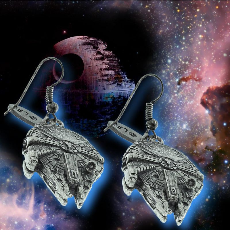 Star Wars Millennium Falcon 3D Dangle Earrings Silver, 4 of 6