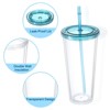 Unique Bargains Double Wall Acrylic with Lid and Straw Clear Tumbler - 3 of 4