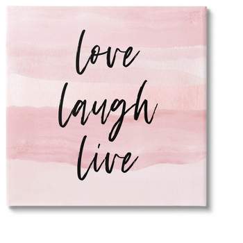 Stupell Industries Pink Love Laugh Live Phrase Canvas Wall Art