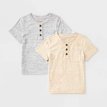 Toddler Boys' 2pk Short Sleeve T-Shirt - Cat & Jack™ Cream/Gray 2T