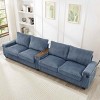 4-Seater Sofa Couch with Hidden Arm Storage, Sofa with USB Ports and Flip-Top Cup Holders, Corduroy Sofa with Plywood Frame - Koiai - 3 of 4
