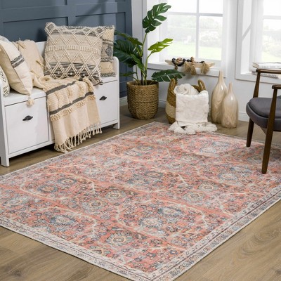 Hauteloom Urpi Rose & Blue Washable Area Rug