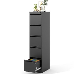 Munora - 5-Drawer Vertical File Cabinet with Lock - Heavy Duty for Letters/Legal/A4 Files - Black - 1 of 4