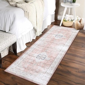 Washable Runner Rug – Low Pile, Non-Slip Vintage Carpet for Kitchen, Entryway, Hallway, Laundry Room, or Bathroom - 1 of 4