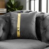 90.6" Velvet Button Tufted Sofa with Gold Stainless Steel Accents & 2 Pillows, 3-Seater Luxury Chesterfield Sofa for Living Room, Italian Velvet - 4 of 4