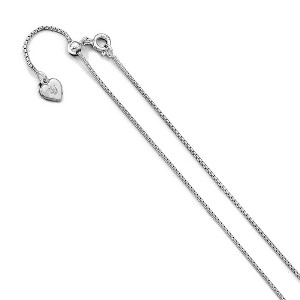 Black Bow Jewelry 0.95mm Rhodium Plated Sterling Silver Adj. Round Box Chain Necklace - 1 of 4