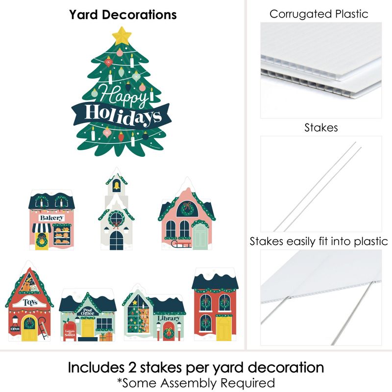 Big Dot of Happiness Christmas Village - Yard Sign and Outdoor Lawn Decorations - Holiday Winter Houses Yard Signs - Set of 8, 5 of 8