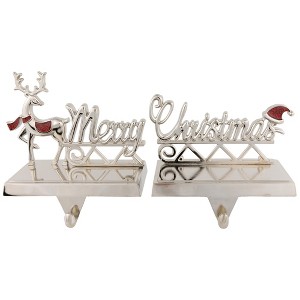 Northlight Set of 2 Silver Reindeer Merry Christmas Metal Stocking Holders 5.5" - 1 of 4