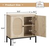 Sideboard Buffet Cabinet, Wooden Storage Cabinet with Natural Rattan Doors, Double-layer Boho Accent Sideboard - 2 of 4