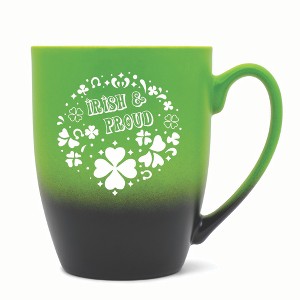 Elanze Designs Irish & Proud Two Toned Ombre Matte 10 ounce New Bone China Coffee Tea Cup Mug, Green and Black - 1 of 4
