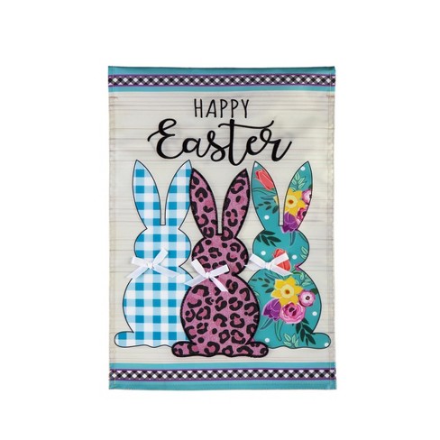 Evergreen Bright Bunnies Garden Applique Flag 12.5 X 18 Inches Indoor ...