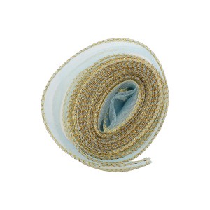 Unique Bargains Ribbon Gold-Edged Fishtail Organza Simple Style Polyester 354.33"x1.57" 1 Pc - 1 of 3