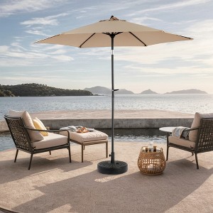 DOMETOUR 9FT Patio Umbrella with Tilt and Crank, 6 Ribs, Khaki (Base Not Included) - 1 of 4