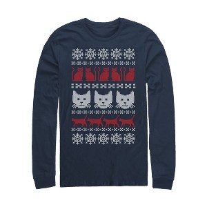 Men's Lost Gods Ugly Christmas Cat Long Sleeve Shirt - 1 of 3