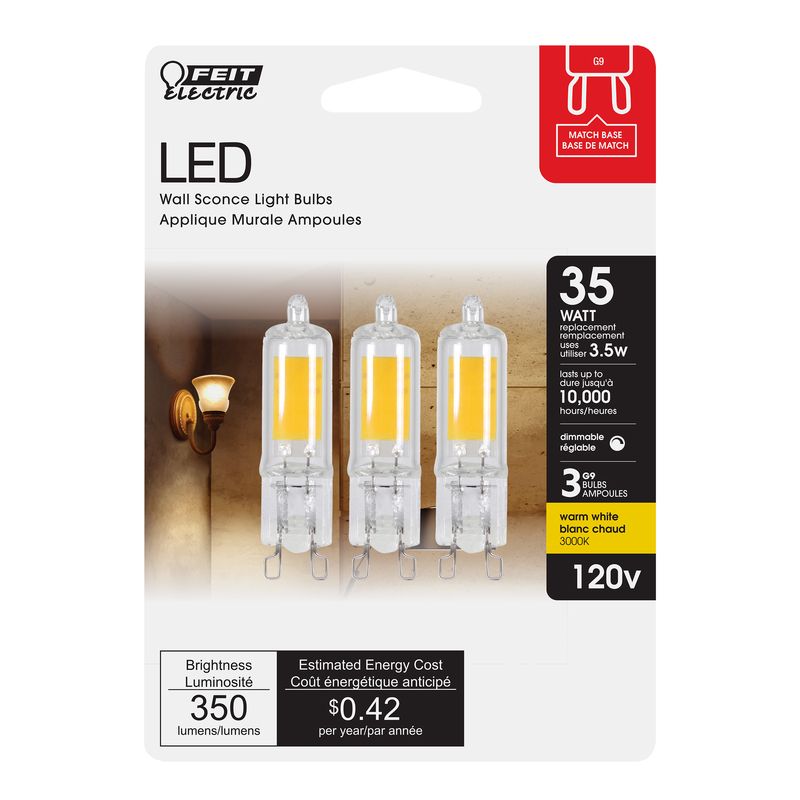 Feit Electric T4 G9 LED Bulb Warm White 35 Watt Equivalence 3 pk, 1 of 2