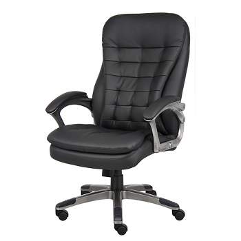 High Back Executive Chair with Pewter Finished Base/Arms Black - Boss Office Products