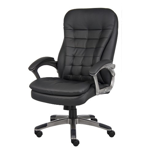High Back Executive Chair With Pewter Finished Base/arms Black - Boss ...