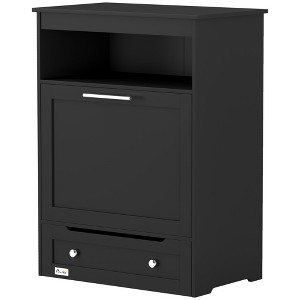 SKYONE Black Pet Feeder Station with Storage Cabinet, Removable Bowls, Leash Hooks & Countertop for - 1 of 4