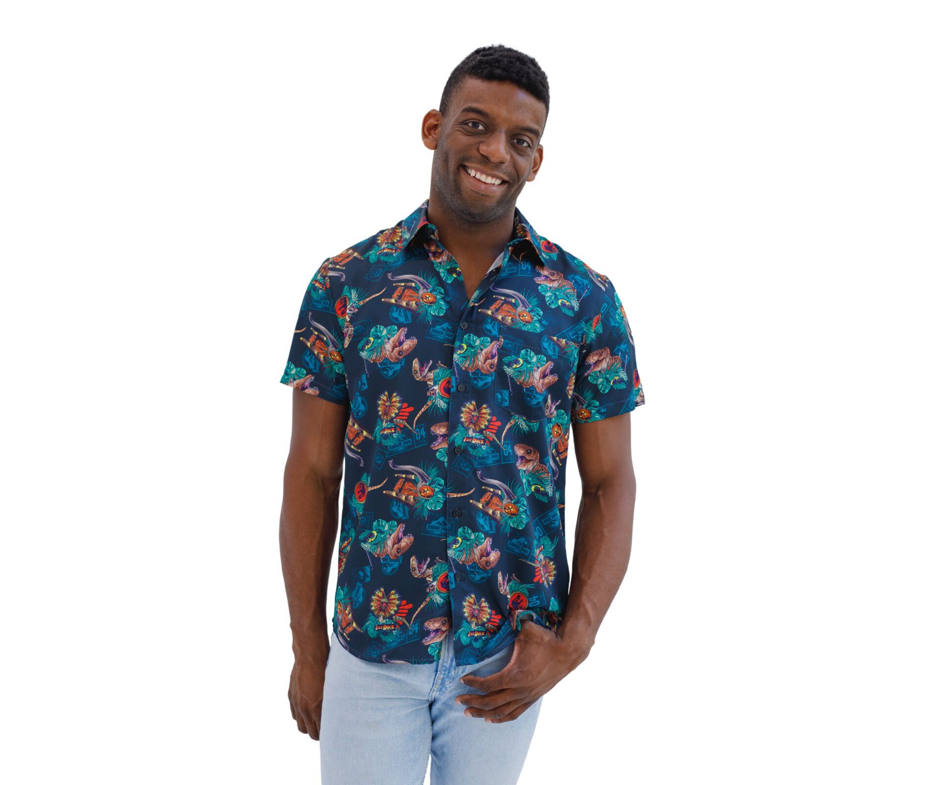 Jurassic World Park Hawaiian Button Down Dress Shirt