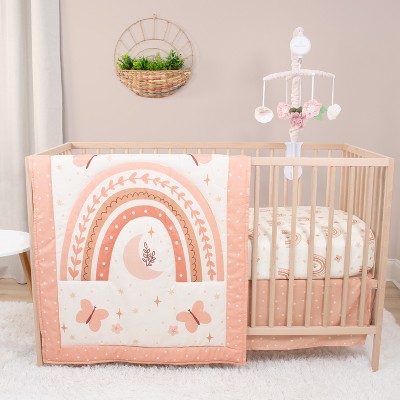 The Peanutshell Boho Rainbow Crib Bedding Set and Mobile - 4 Piece Set