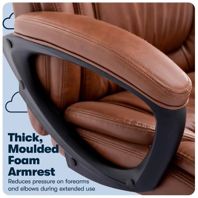 Cognac Bonded Leather Ergonomic Executive Office Chair