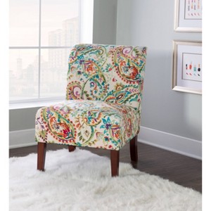 Julie Modern Curved Back Slipper Accent Chair Red - Linon: Paisley Print, Cottage-Chic, Tapered Wooden Legs - 1 of 4