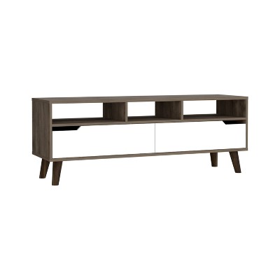 NicBex TV Stands for 60 inch TV,Entertainment Center with 3 Open Shelves and 2 Flexible Drawers,TV Console for Living Room,Bedroom,Home,White/Brown